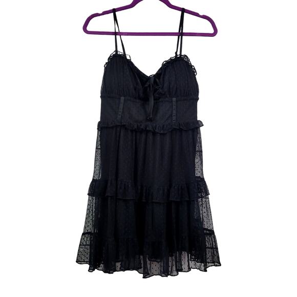 wild fable ruffle tiered black mini dress Pocket Mini Dress in Black main image 0